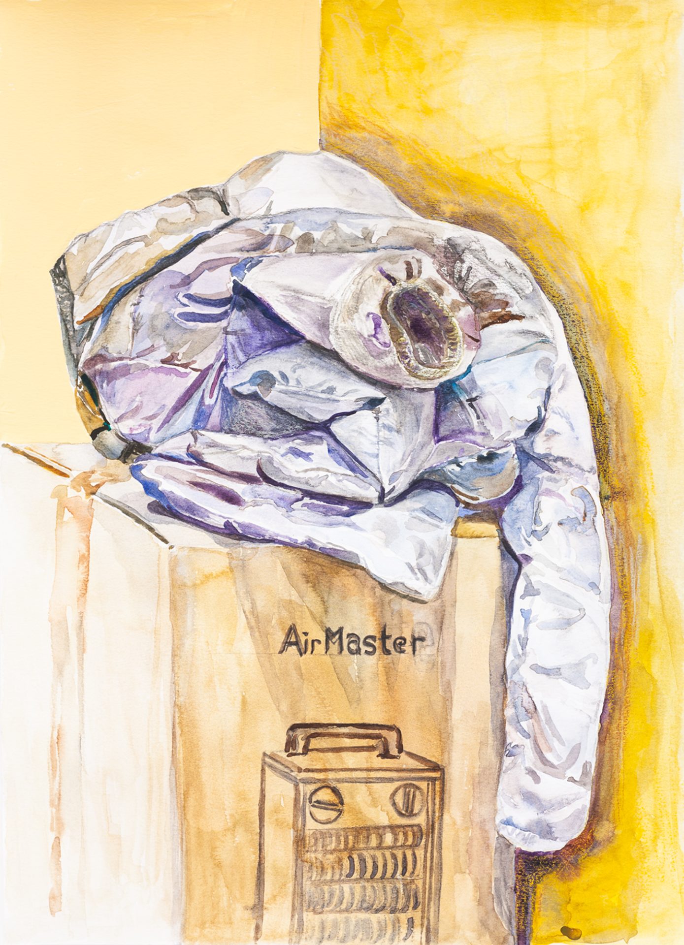 Silver Parka on Carboard Box